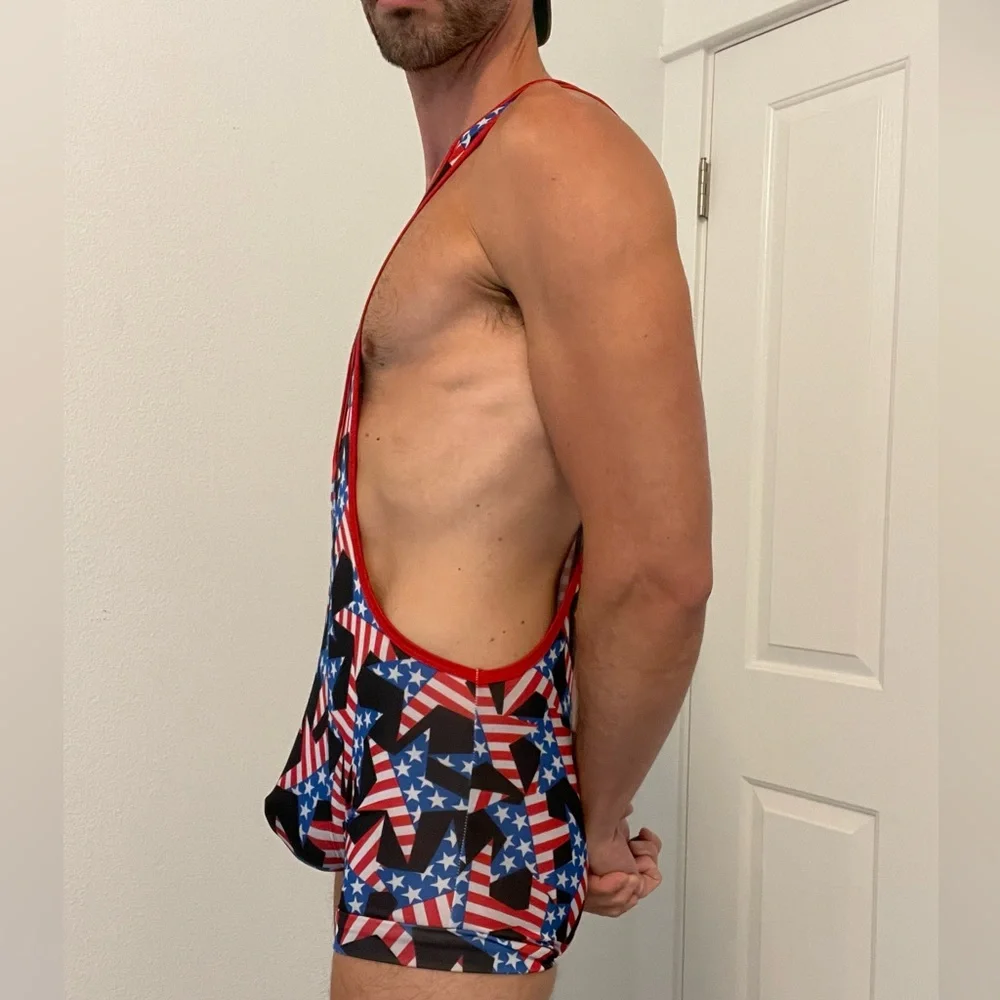 Men’s Patriotic Stars and Stripes Bodysuit - Picture 2 of 7